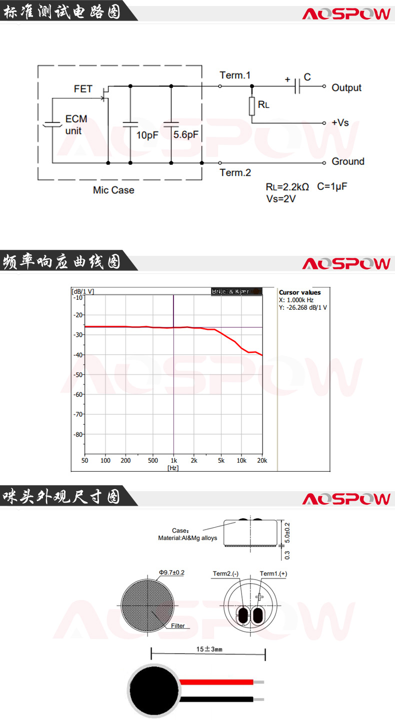 9750焊線咪頭規格書尺寸
